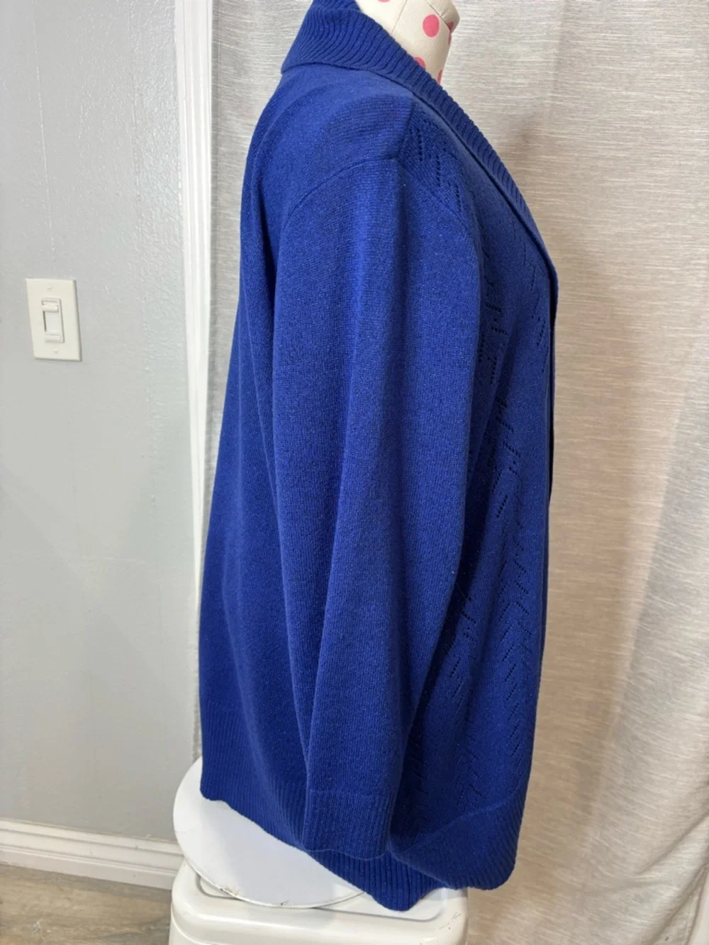Laura Scott Royal Blue Open-Front Cardigan with Embellished Knit Top - Picture 5 of 7